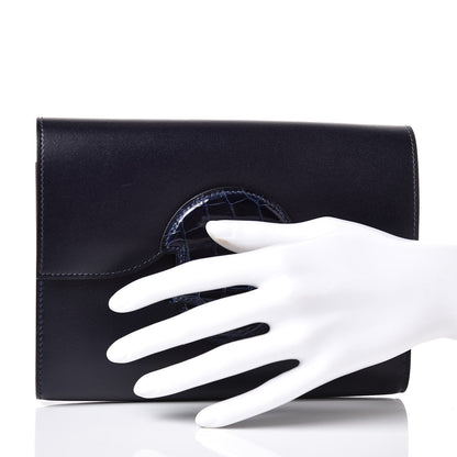 Hermes Villandry Calfskin Alligator 1938 Wallet 19 Bleu Nuit 2 of 8