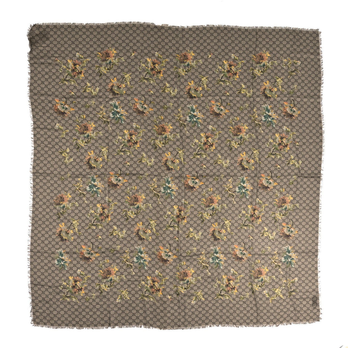 Silk Monogram Dusty Carnation Shawl Beige