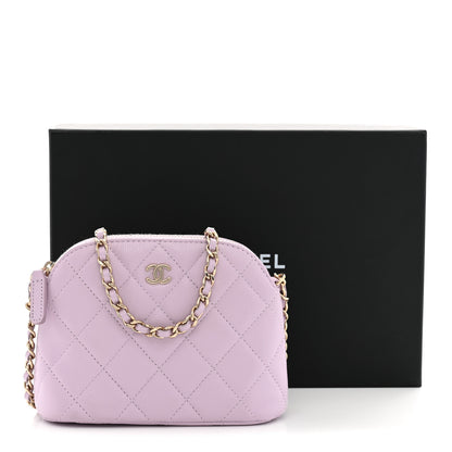 Chanel Caviar Quilted Mini Classic Clutch With Chain Light Purple 12 of 12