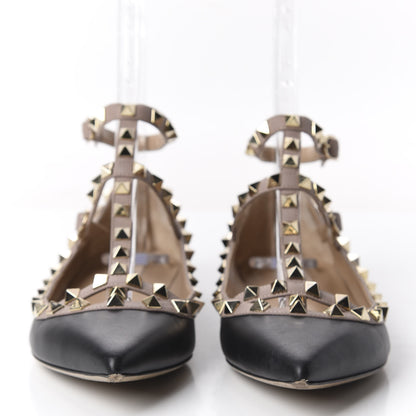 Valentino Garavani Nappa Rockstud Cage Ballerina Flats 37.5 Black Poudre 3 of 14