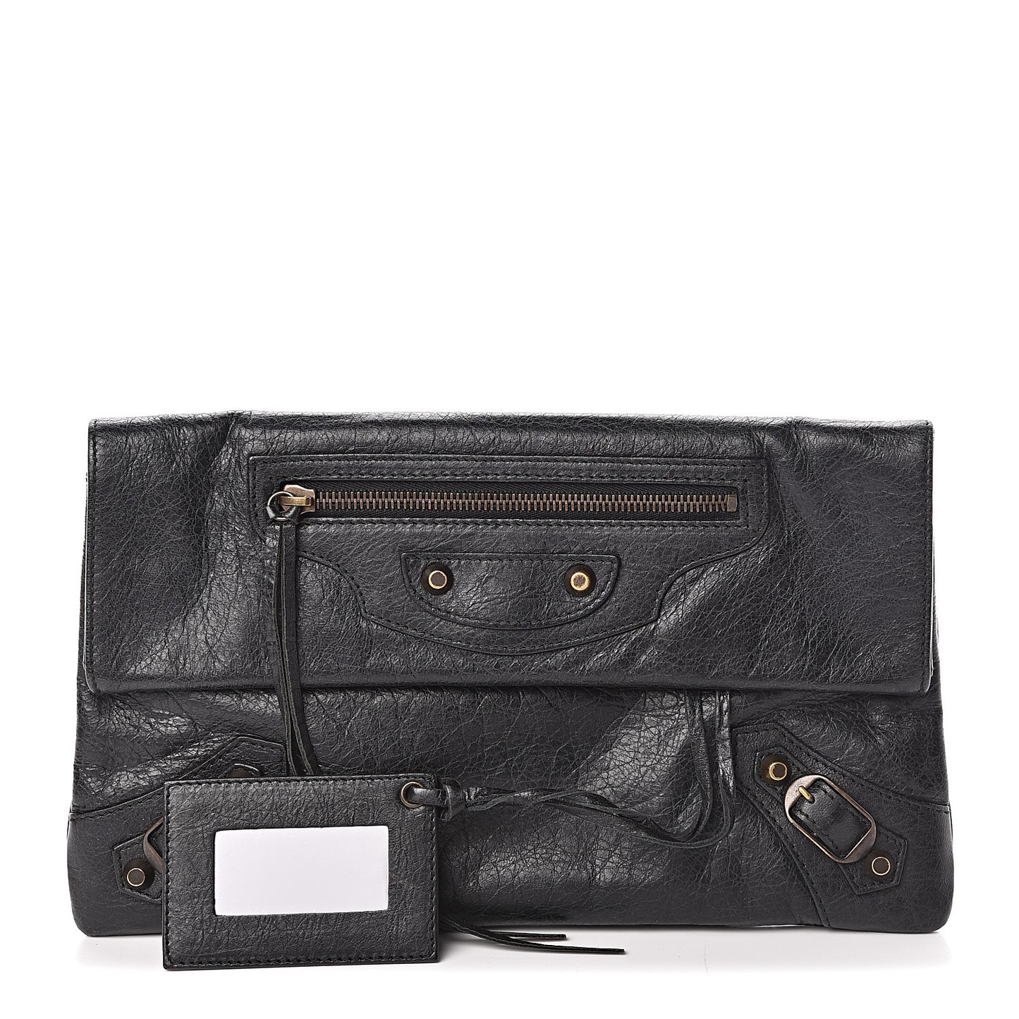 Agneau Classic Hardware Envelope Clutch Black