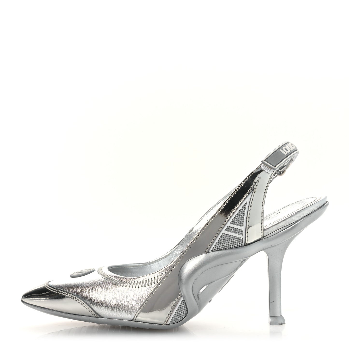 Metallic Lambskin Archlight Slingback Pumps 37 Argent