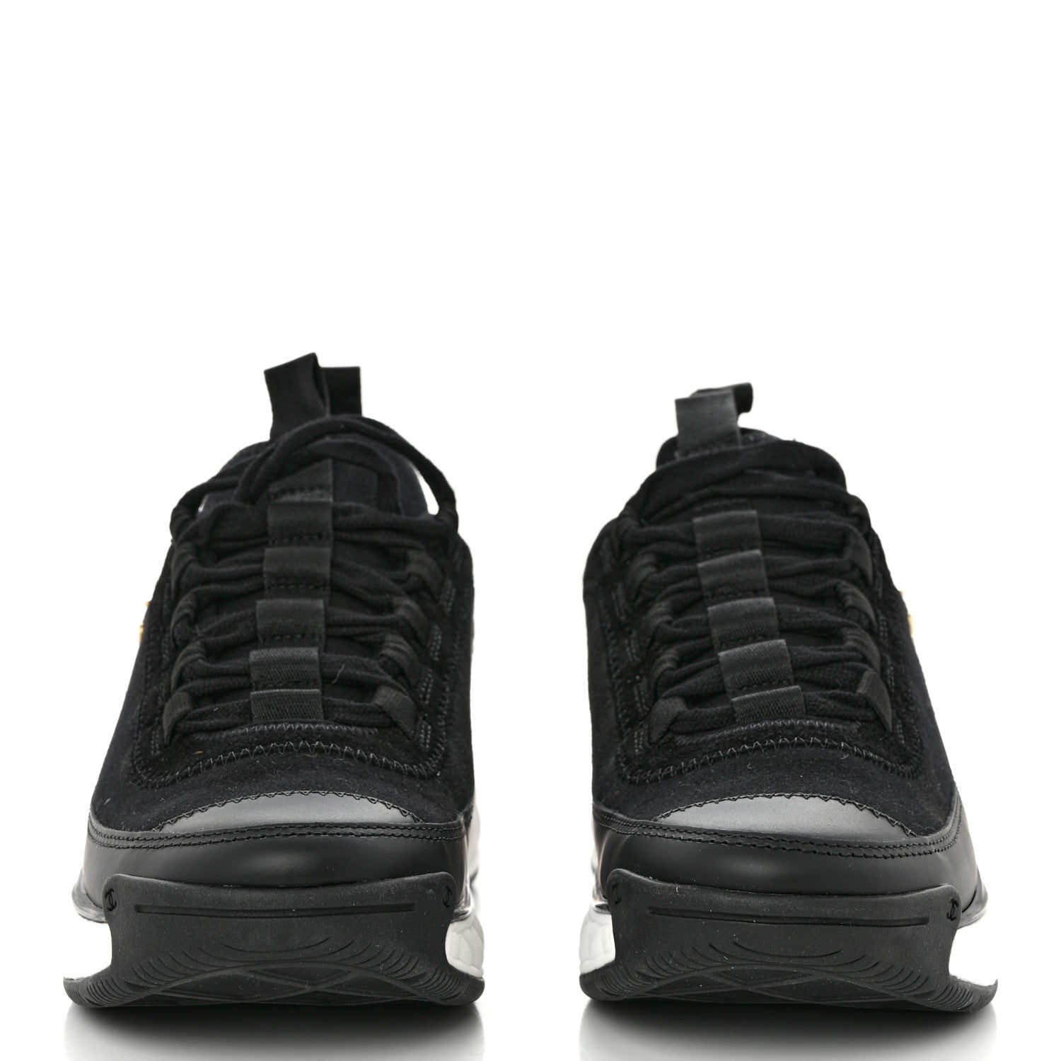 Chanel Velvet Calfskin Mixed Fibers CC Sneakers 35.5 Black 2 of 9