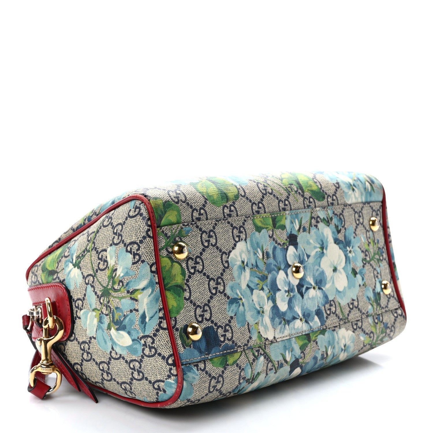 Gucci Supreme Monogram Blooms Small Boston Beige Blue Navy Hibiscus Red 4 of 12