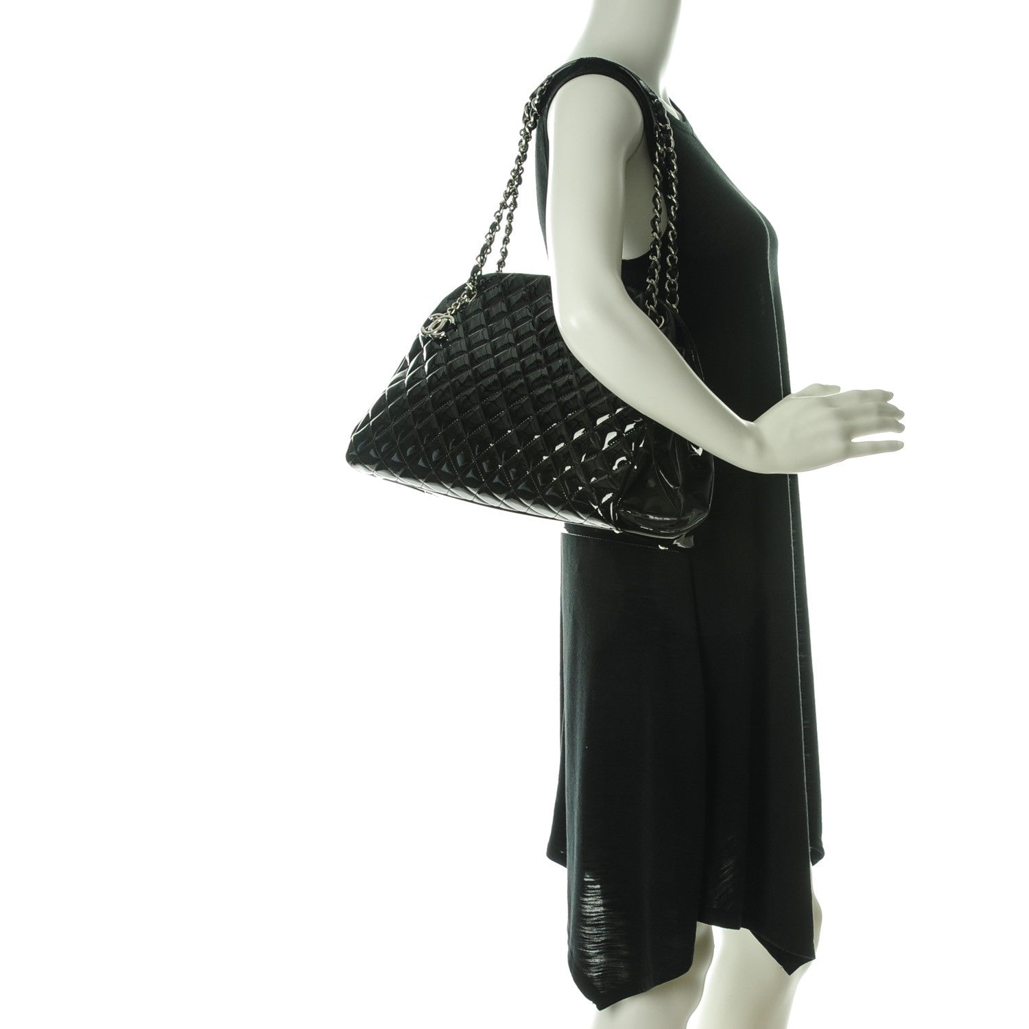 Chanel Patent Quilted Large Just Mademoiselle Bowling Bag Black 2 of 7