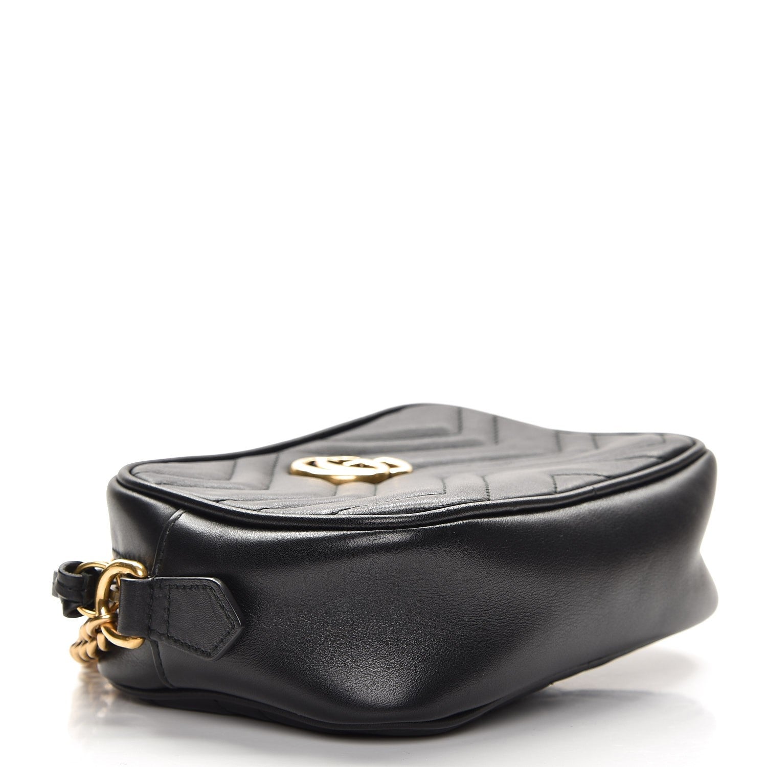 Gucci Calfskin Matelasse Mini GG Marmont Chain Shoulder Bag Black 4 of 8
