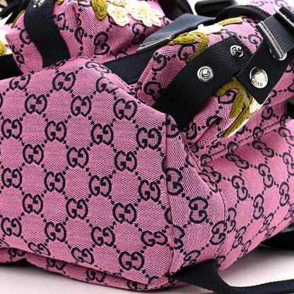Gucci Monogram Multicolor Floral Embroidered Large Retro Interlocking G Three Pocket Backpack Pink Blue Multicolor 10 of 10
