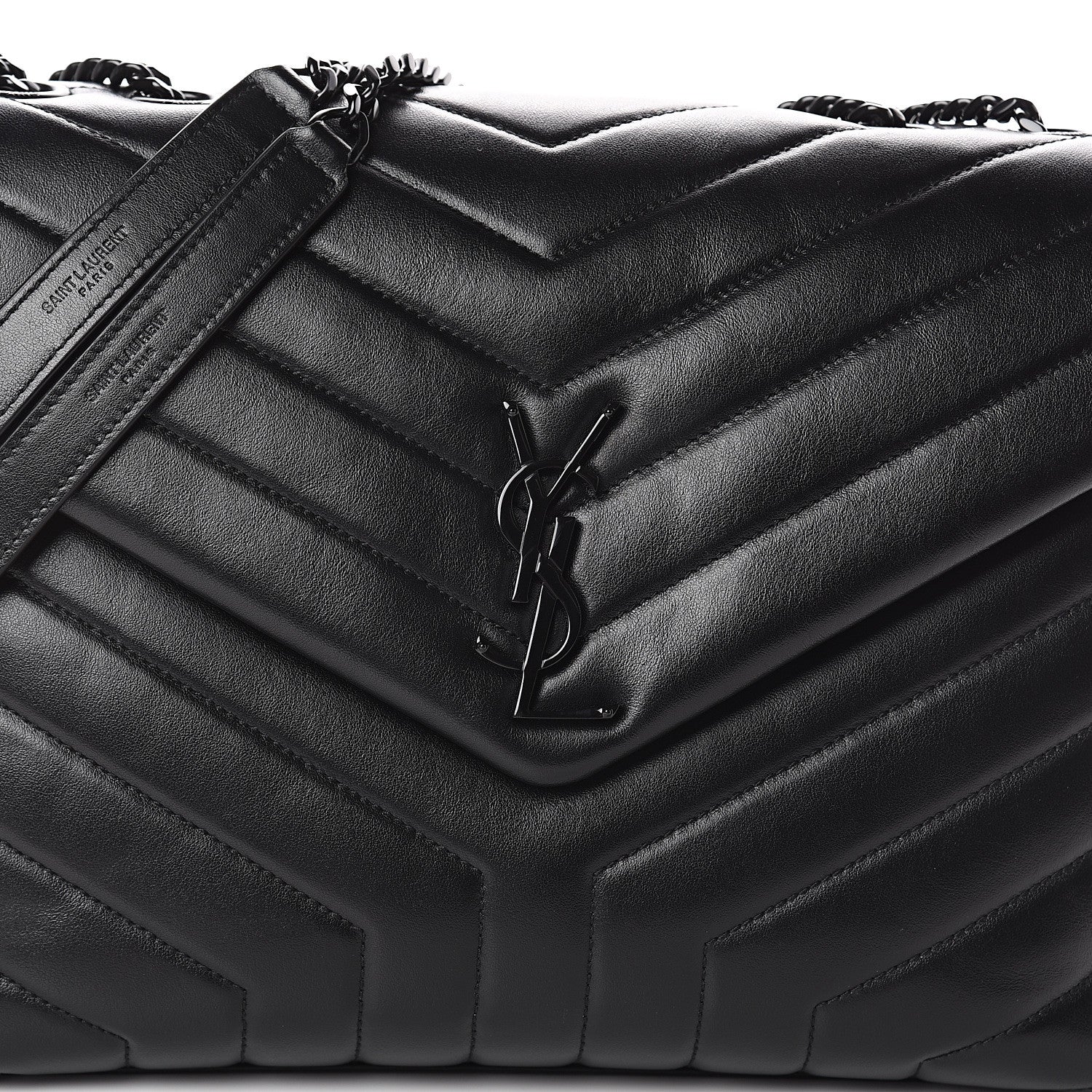 Saint Laurent Calfskin Y Quilted Monogram Medium Loulou Chain Satchel Black 6 of 8