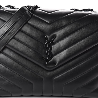 Saint Laurent Calfskin Y Quilted Monogram Medium Loulou Chain Satchel Black 6 of 8