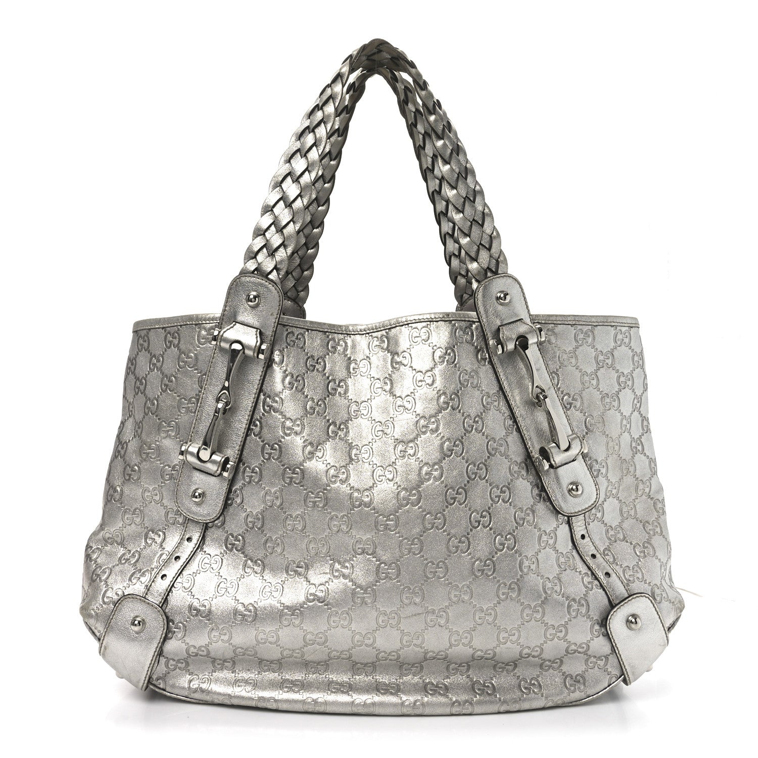 Gucci Metallic Guccissima Medium Pelham Shoulder Bag Silver 1 of 10