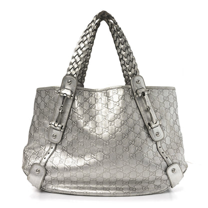 Gucci Metallic Guccissima Medium Pelham Shoulder Bag Silver 1 of 10