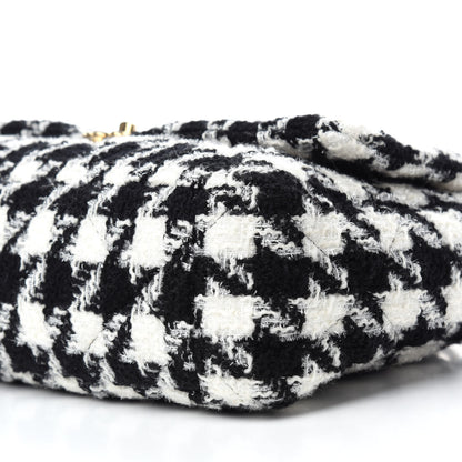 Chanel Tweed Quilted Maxi Chanel 19 Flap Black Ecru White 7 of 10