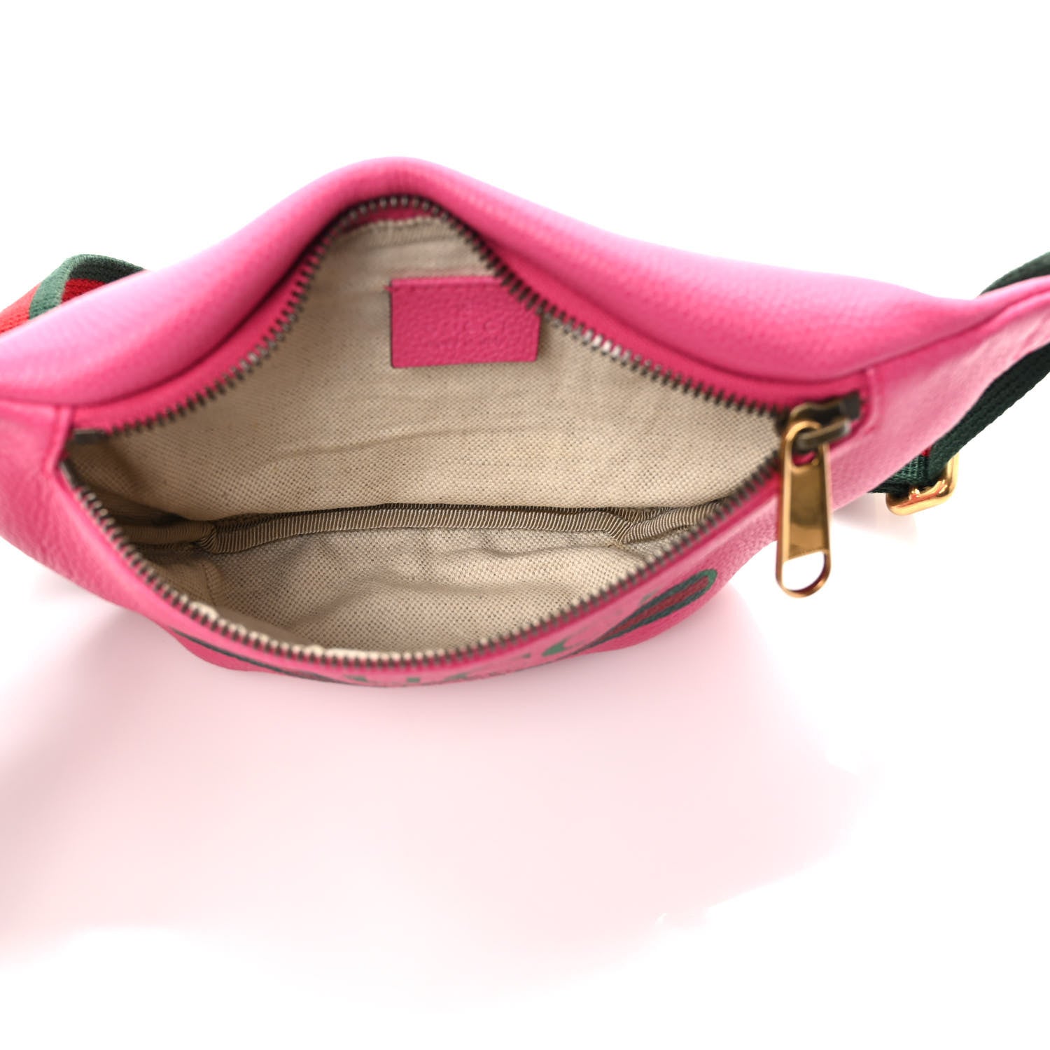 Gucci Grained Calfskin Small Logo Belt Bag Box Pink Green 5 of 9
