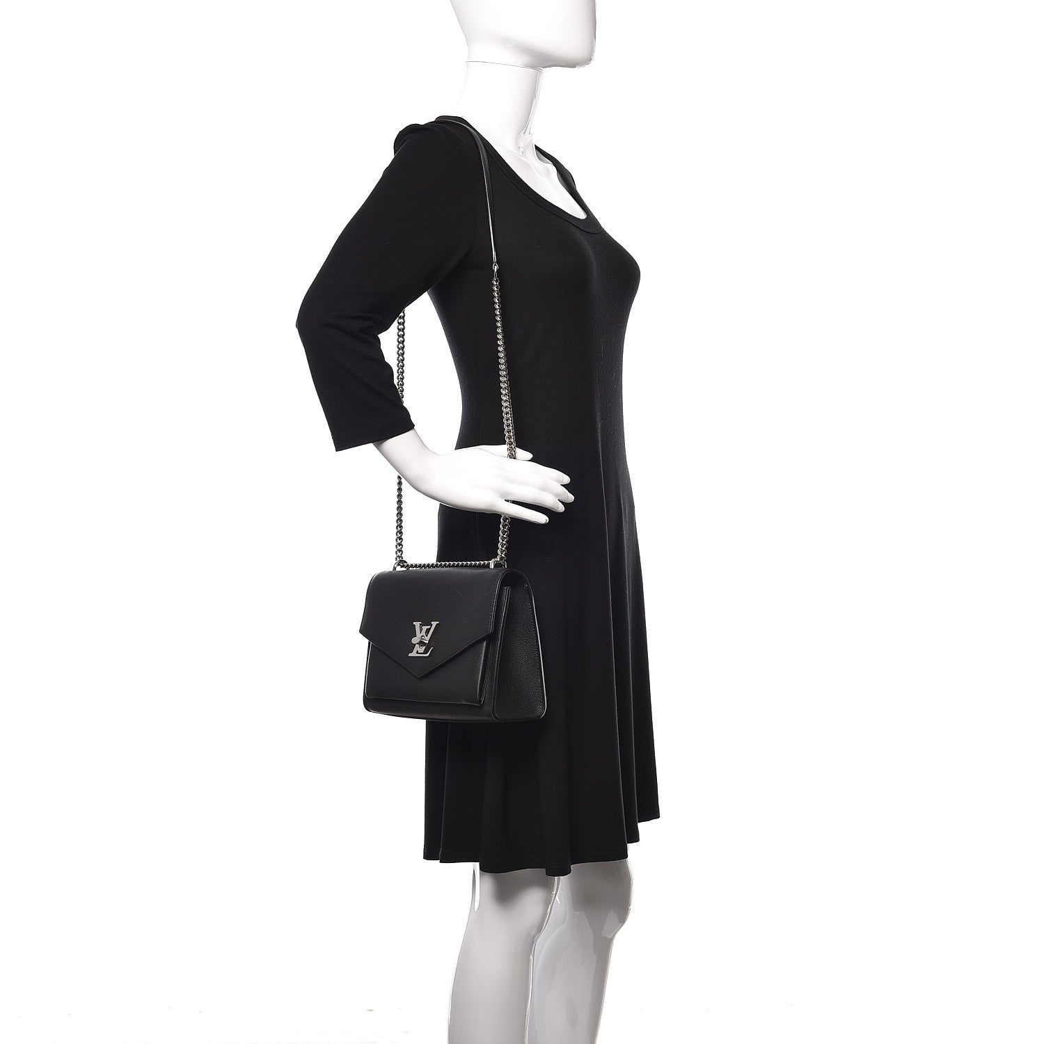 Louis Vuitton Soft Calfskin My Lockme Chain Bag BB Black 2 of 11