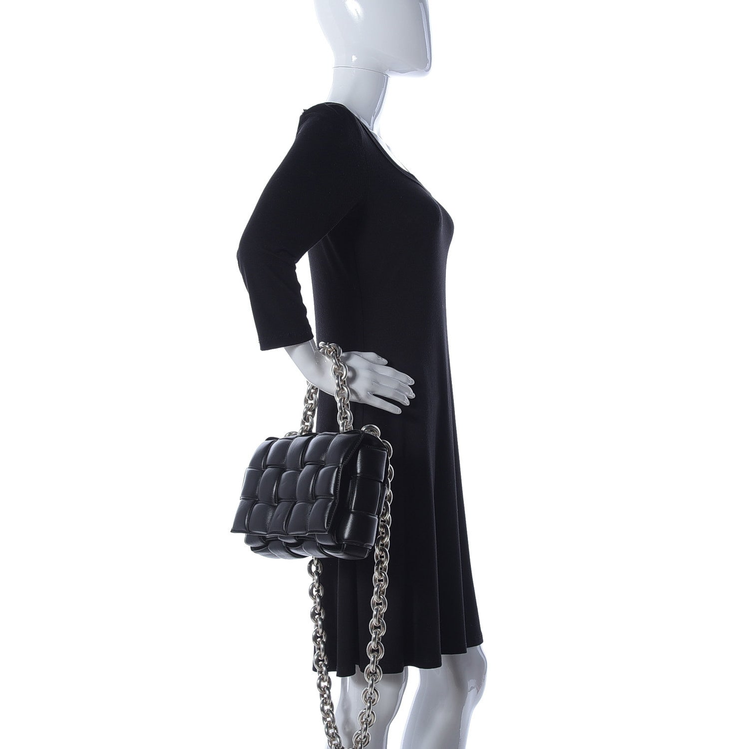 Bottega Veneta Lambskin Maxi Intreccio Padded Chain Cassette Crossbody Bag Black 3 of 14