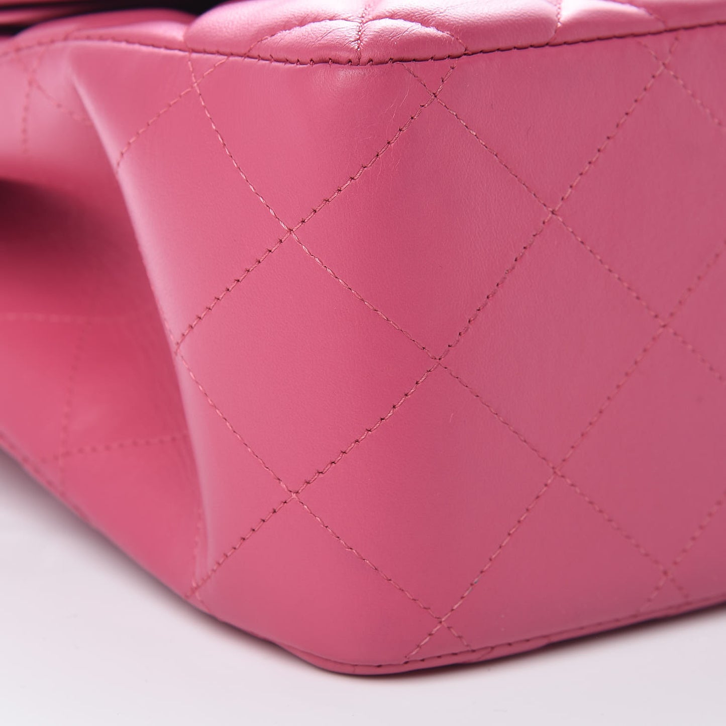 Lambskin Quilted Jumbo Double Flap Dark Pink