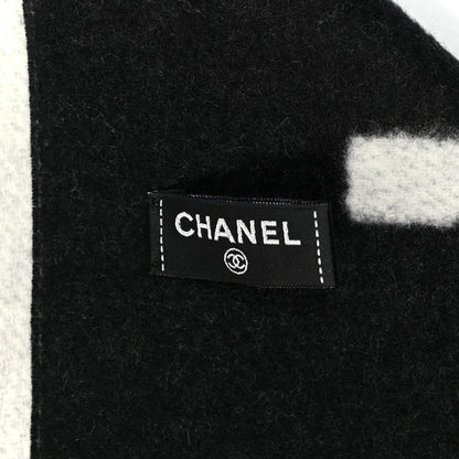 Chanel Cashmere CC Fringe Stole Black White 3 of 4