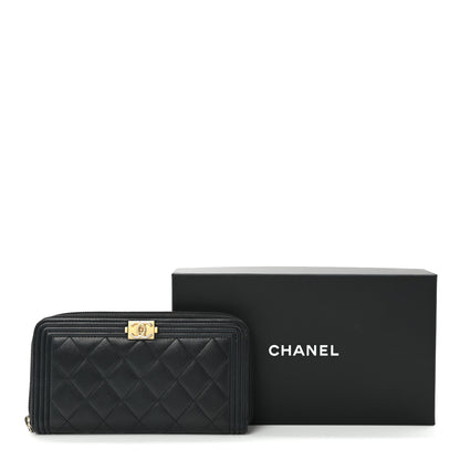 Chanel Caviar Quilted Boy Long Zip Around Wallet Black 9 of 10