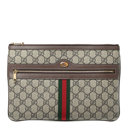 Gucci GG Supreme Monogram Large Ophidia Pouch Clutch Brown 1 of 8