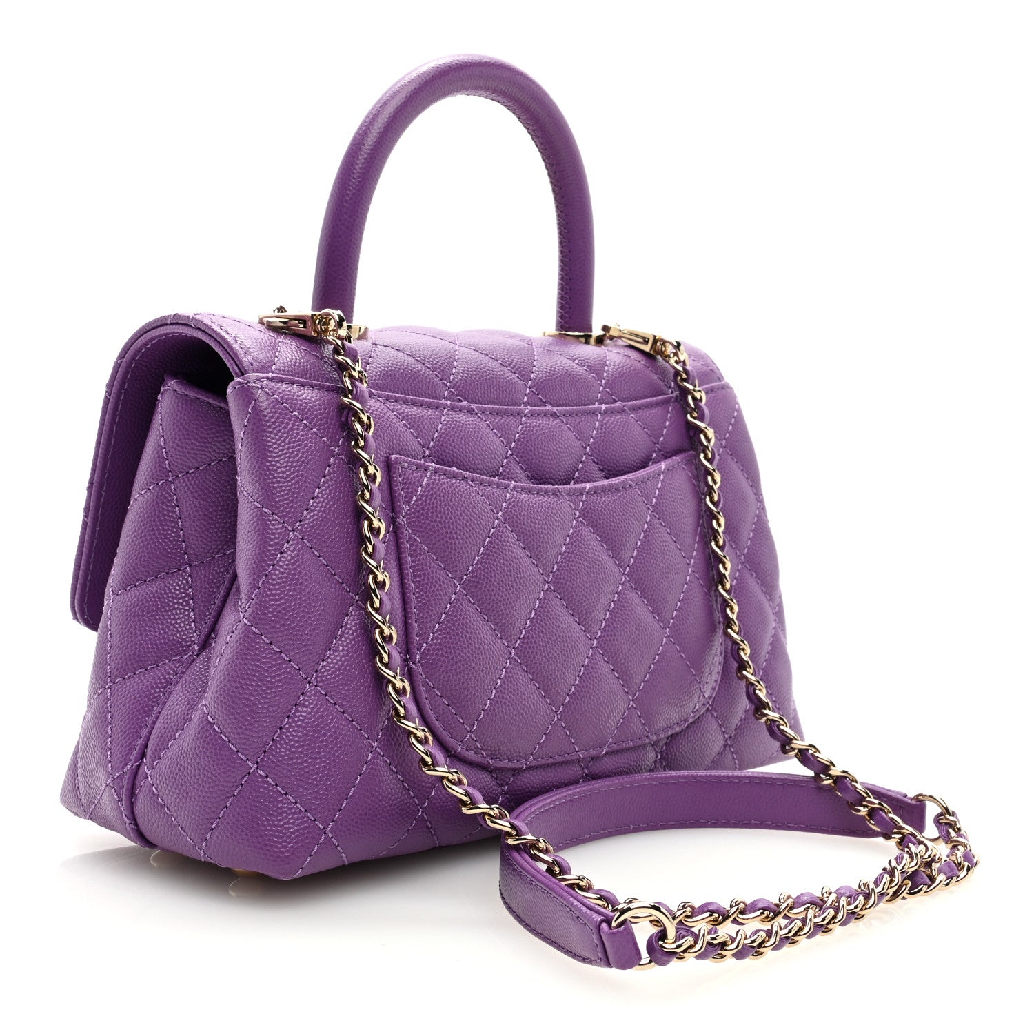 Chanel Caviar Quilted Mini Coco Handle Flap Purple 3 of 9