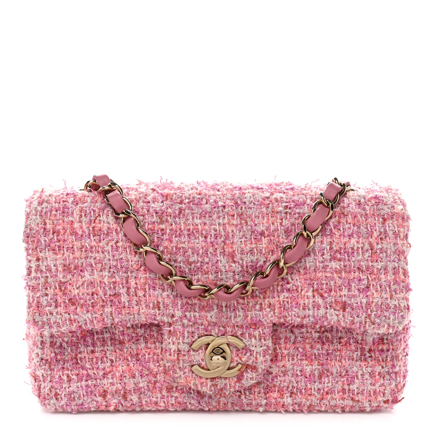 Chanel Tweed Quilted Mini Rectangular Flap Pink 1 of 10