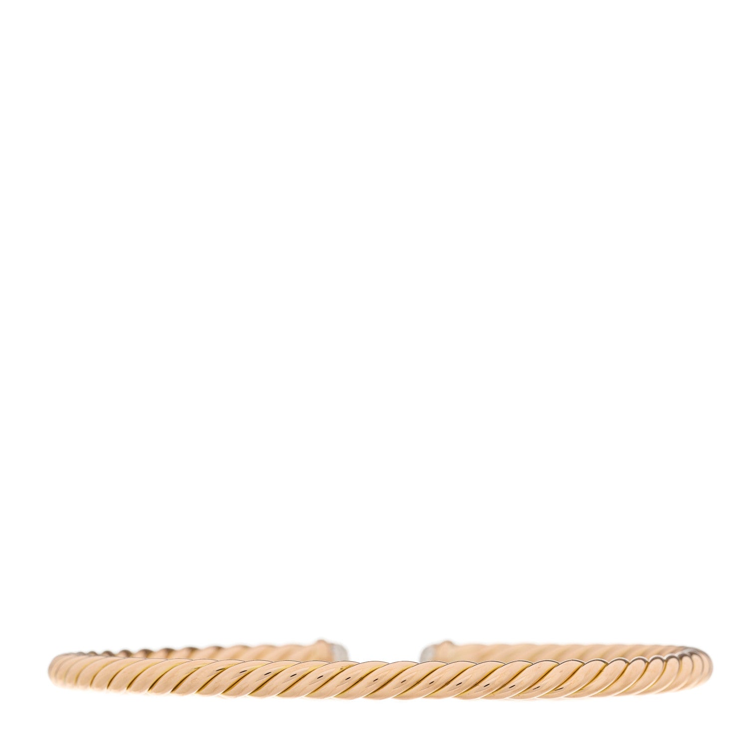 David Yurman 18K Rose Gold Diamond 4mm Cable Flex Cuff Bracelet 2 of 3