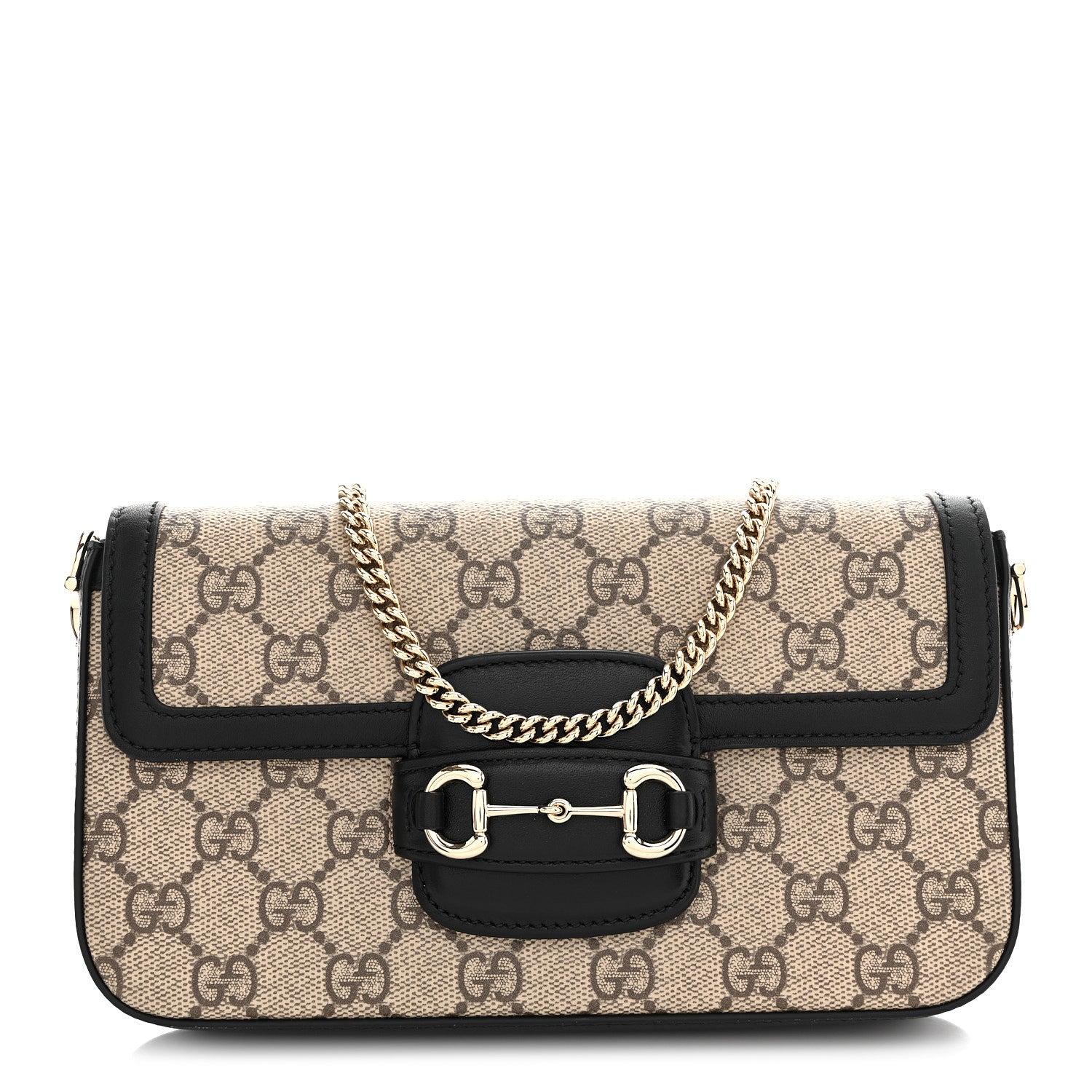 Gucci GG Supreme Monogram Azalea Calfskin Horsebit 1955 Mini Bag Beige Black 1 of 11