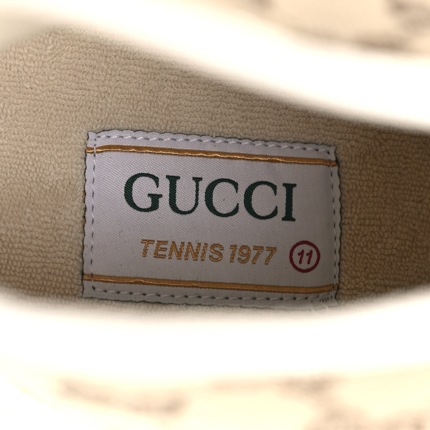 New Canvas GG Monogram Mens Tennis 1977 High Top 55mm Platform Sneakers 11 Beige Ebony Mystic White