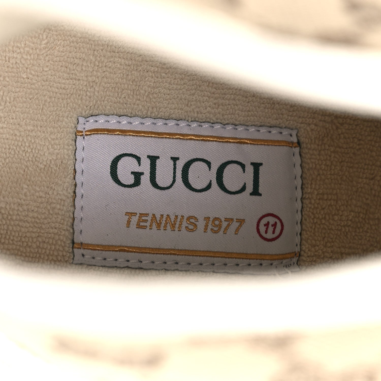 Gucci New Canvas GG Monogram Mens Tennis 1977 High Top 55mm Platform Sneakers 11 Beige Ebony Mystic White 9 of 9