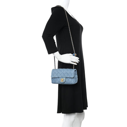 Chanel Denim Quilted Mini Pearl Crush Rectangular Flap Blue 2 of 11