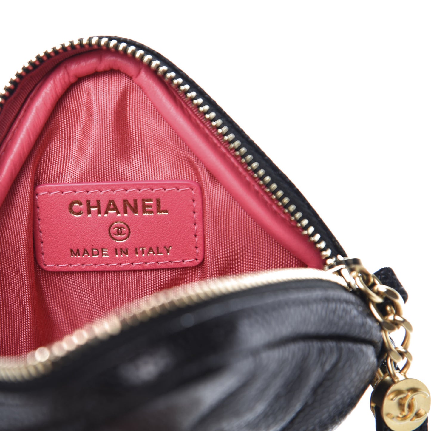Caviar Quilted Diamond Coin Purse With Chain Black