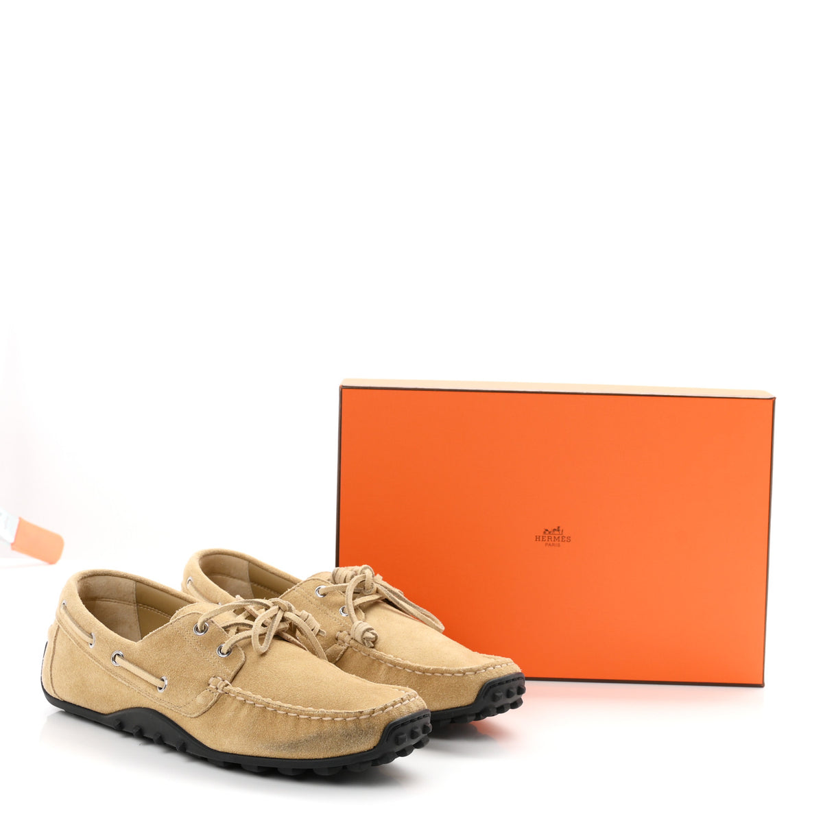 Suede Calfskin Womens Member Loafers 41 Beige Albatre