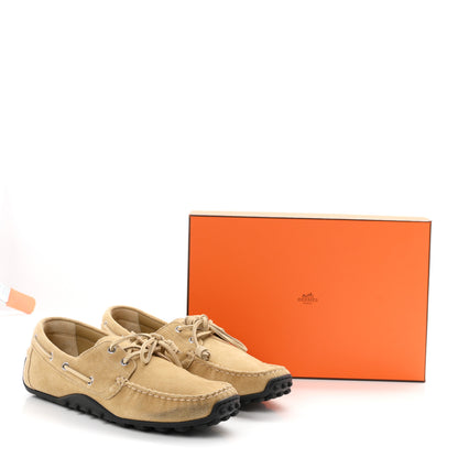 Hermes Suede Calfskin Womens Member Loafers 41 Beige Albatre 11 of 11