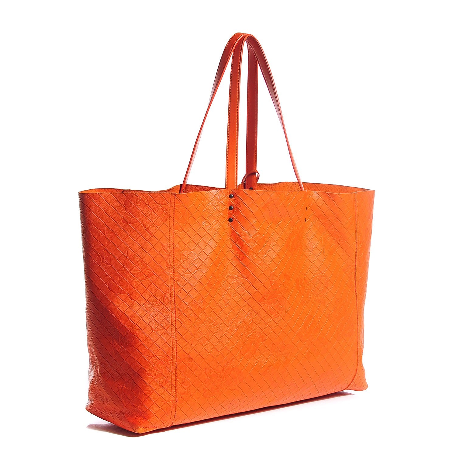 Bottega Veneta Calfskin Intrecciomirage Intarsio Large Tote Tangerine 3 of 7
