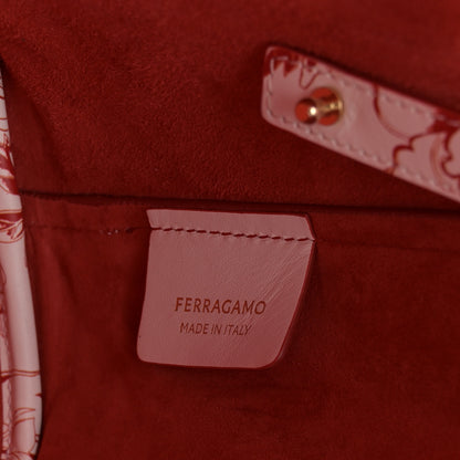 Salvatore Ferragamo Calfskin Floral Dragon Print Tote White Red 7 of 12