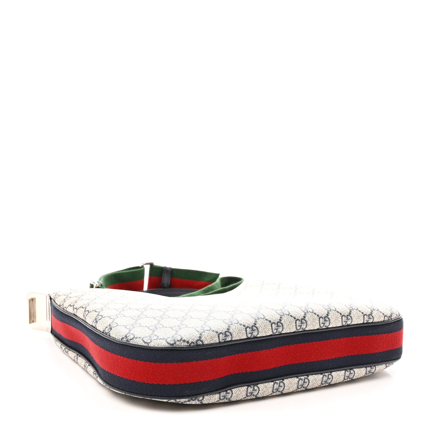 Gucci GG Supreme Monogram Textured Calfskin Web Large Attache Shoulder Bag Beige Blue 4 of 10