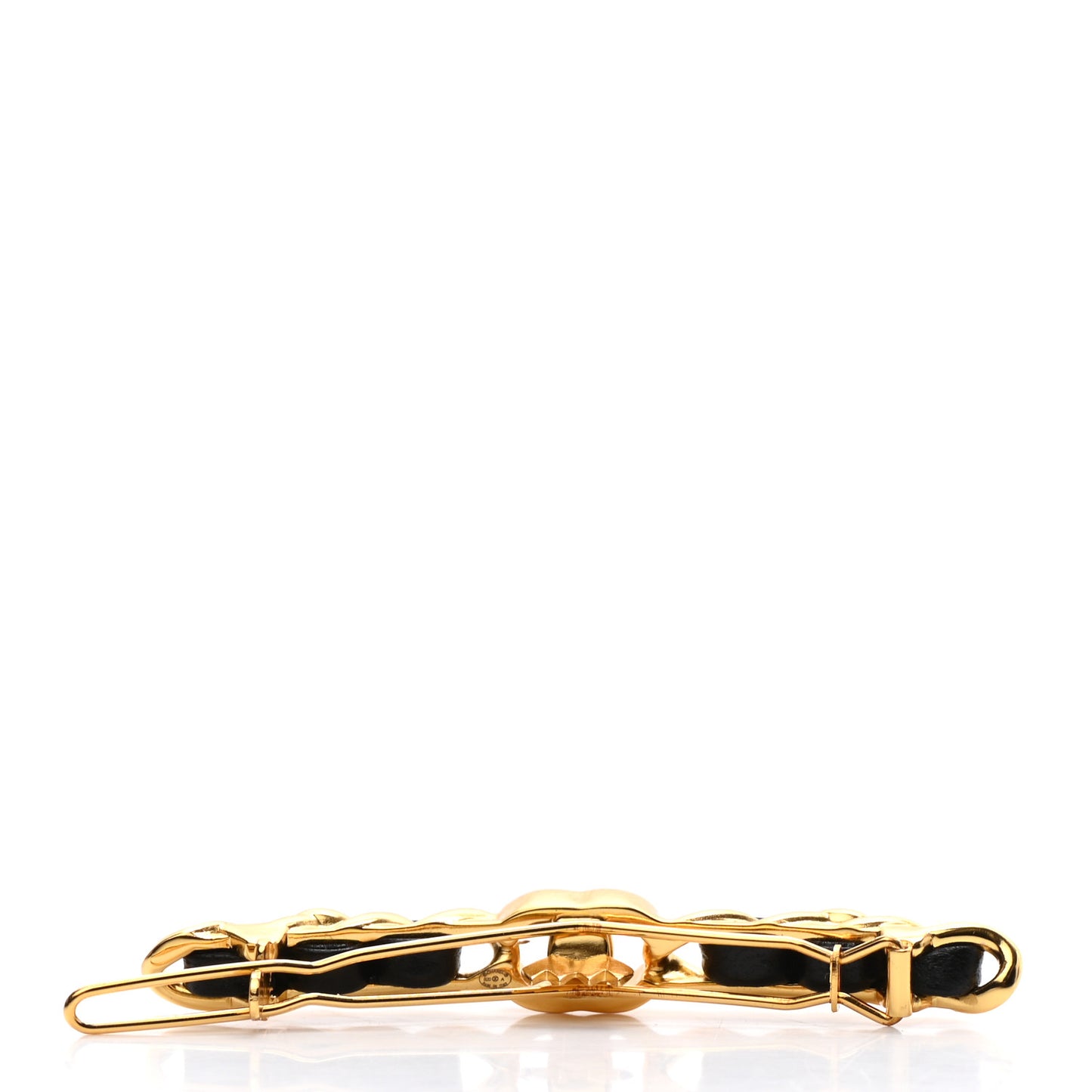 Pearl Lambskin CC More Is More Hair Clip Black Gold