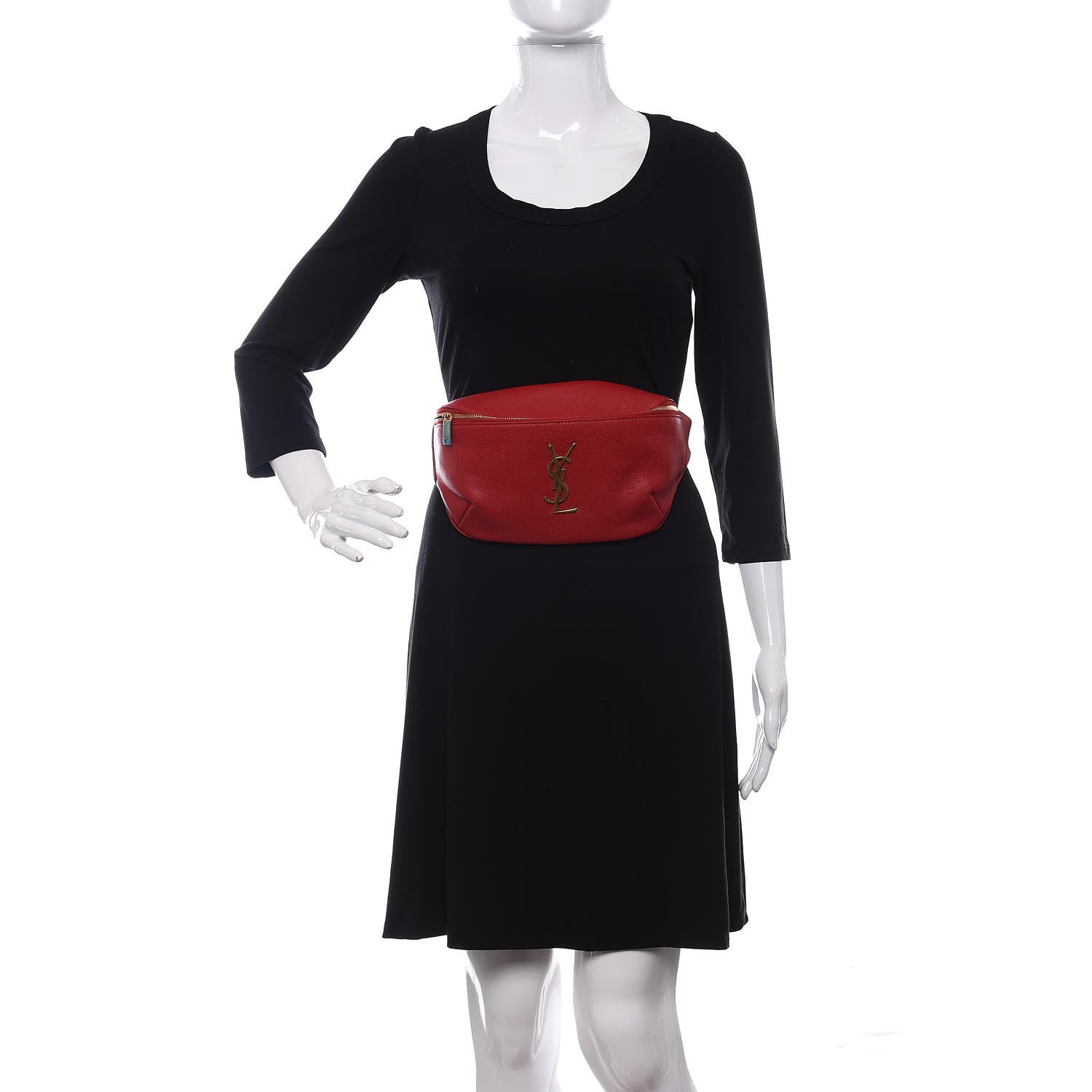 Saint Laurent Grain De Poudre Monogram Belt Bag Rouge Eros 2 of 11