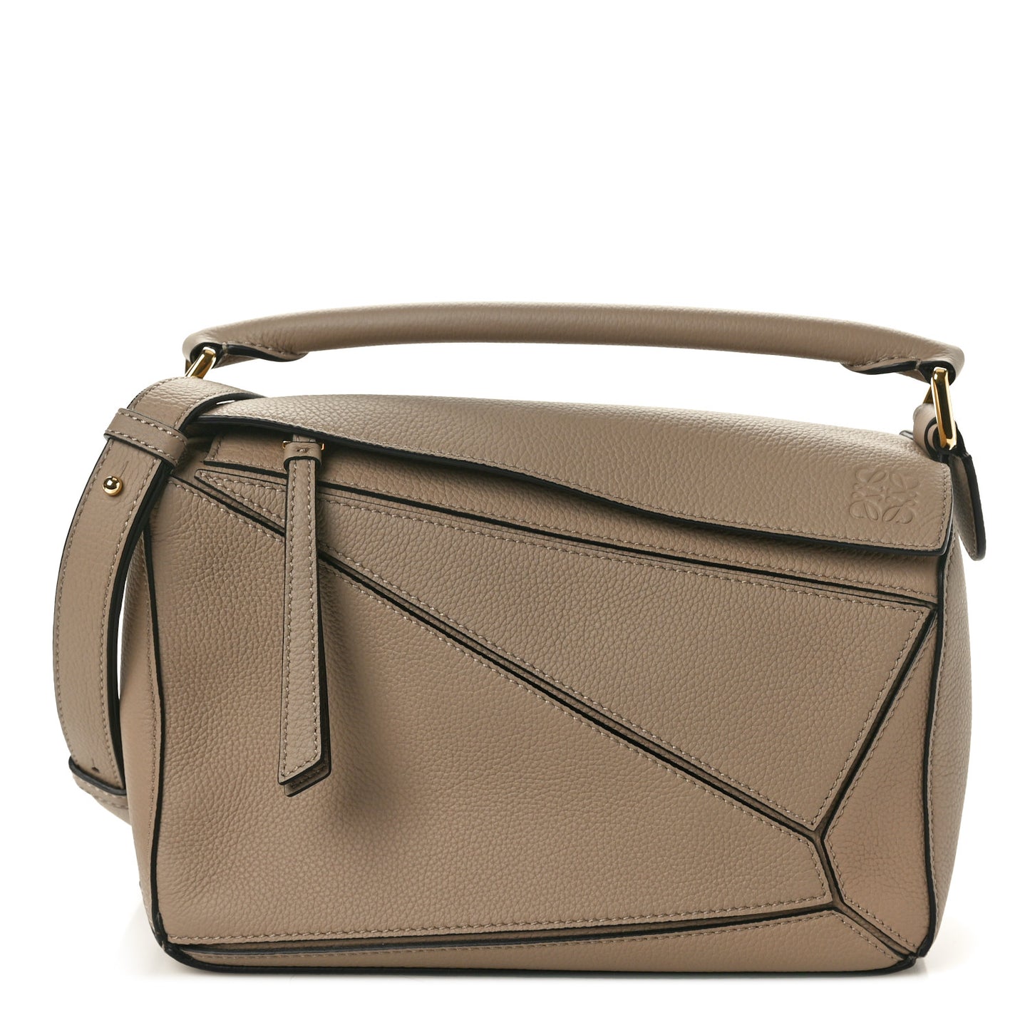 Grained Calfskin Small Puzzle Bag Sand