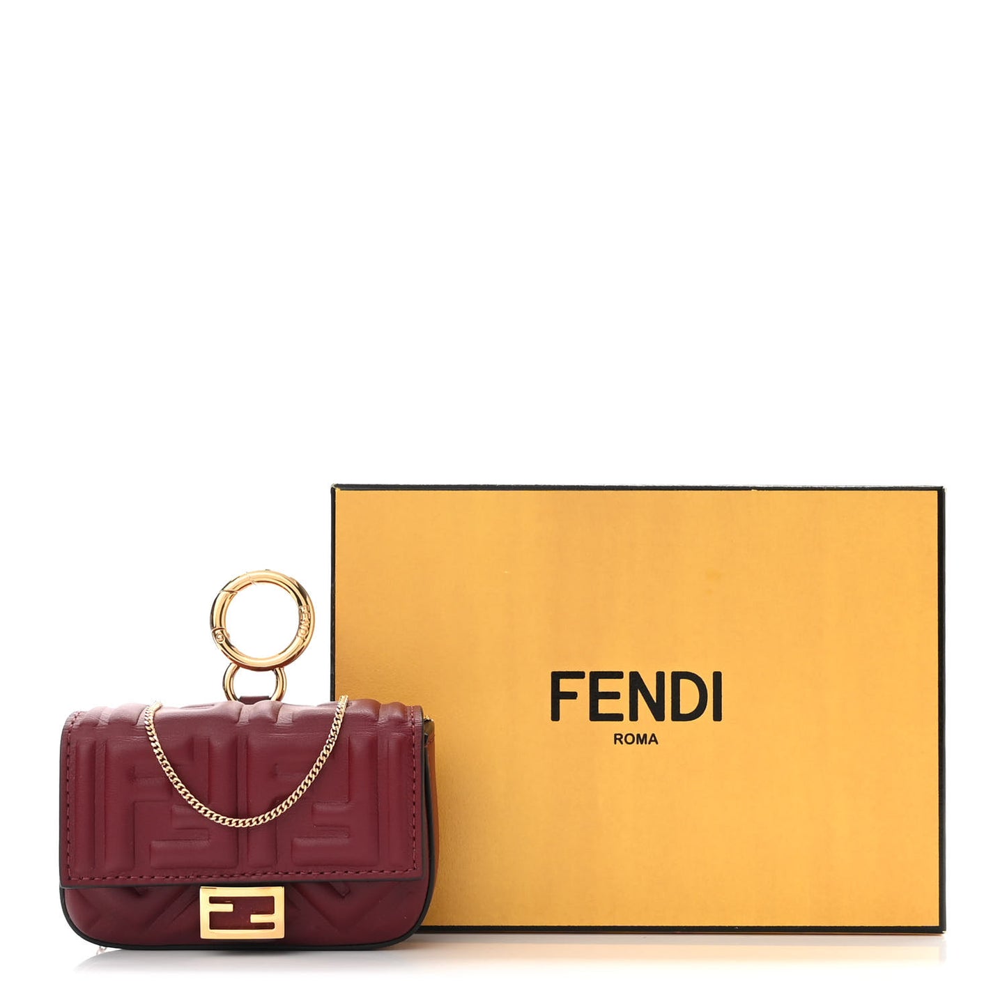 Nappa Matisse FF Embossed Nano Baguette Charm Barolo
