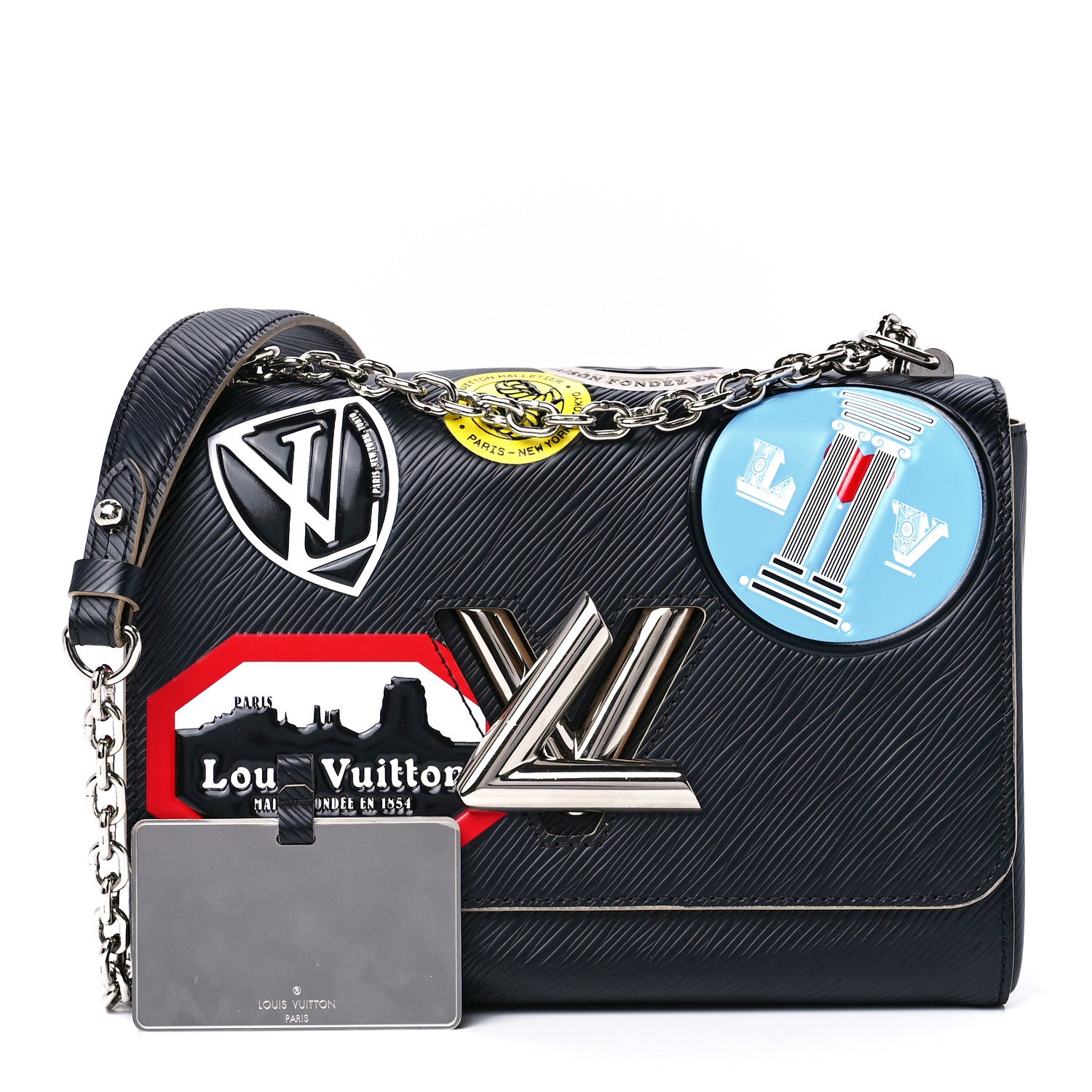 Louis Vuitton Epi Travel Stickers Twist Shoulder Bag MM Black 1 of 13