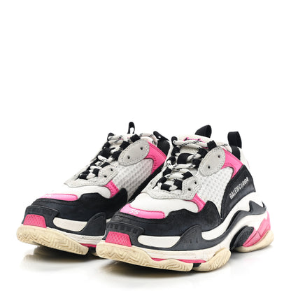 Balenciaga Fabric Mesh Womens Triple S Sneakers 35 Fluo Pink Grey White 3 of 7