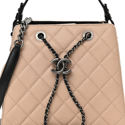 Chanel Caviar Quilted Small CC Bucket Bag Beige 7 of 9
