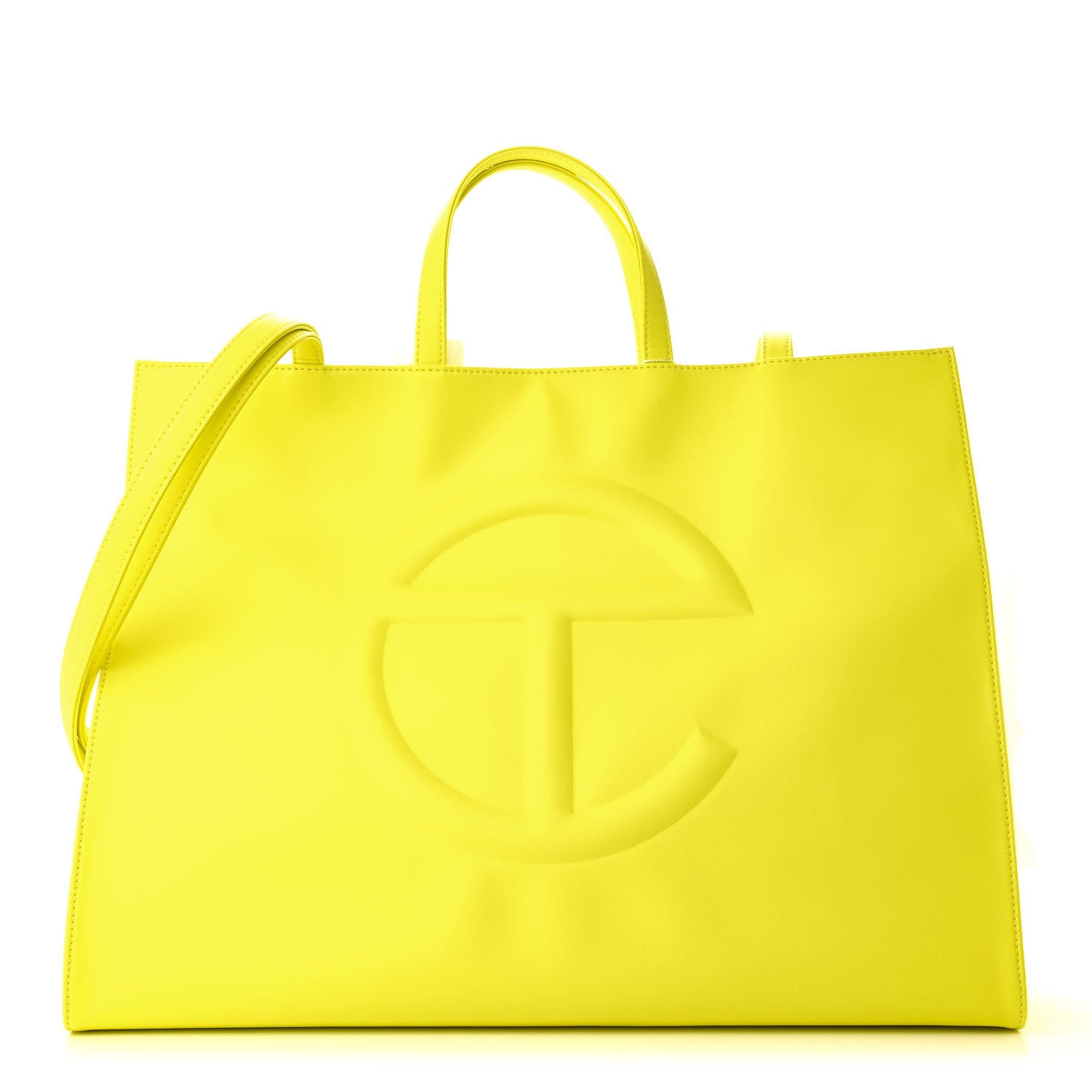 Telfar Vegan Leather Large Shopping Bag Highlighter Yellow 1 of 10