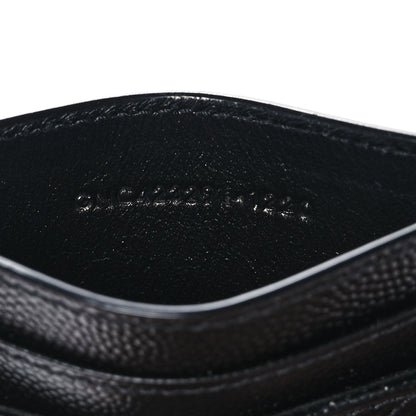 Saint Laurent Grain De Poudre Matelasse Chevron Monogram Credit Card Case Black 7 of 8