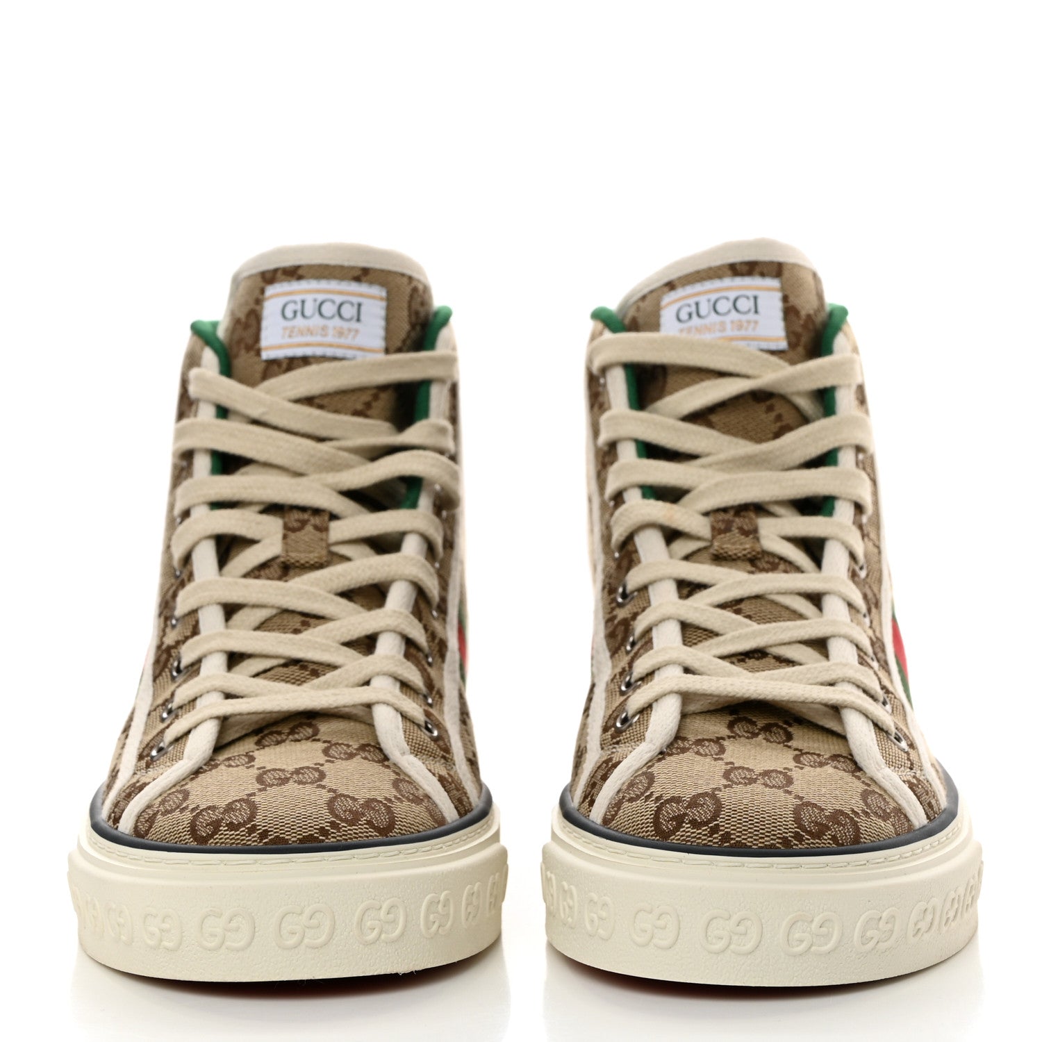 Gucci Canvas GG Monogram Web Womens 1977 Tennis High Top Sneakers 40 Ebony 2 of 8
