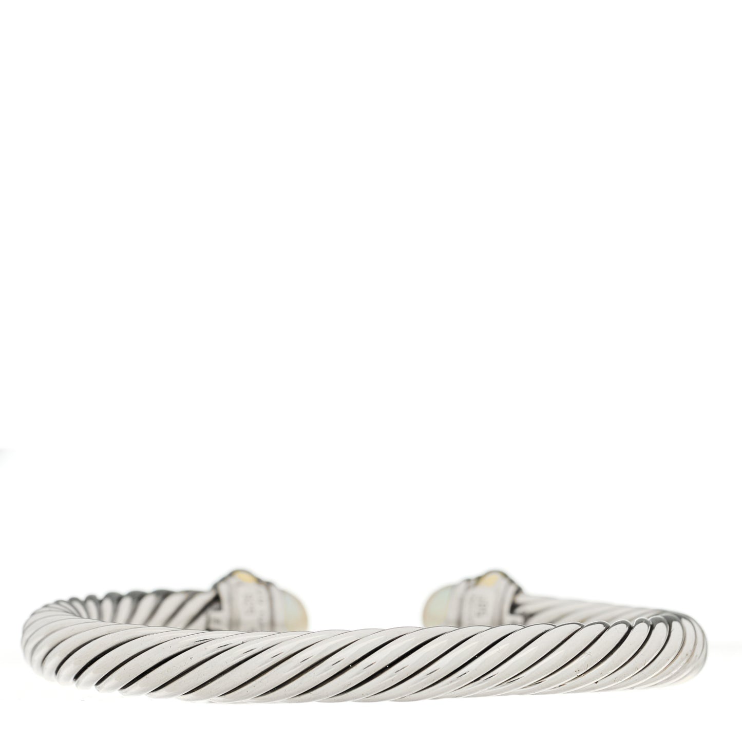 Sterling Silver 14K Yellow Gold Pearl 7mm Cable Classics Bracelet
