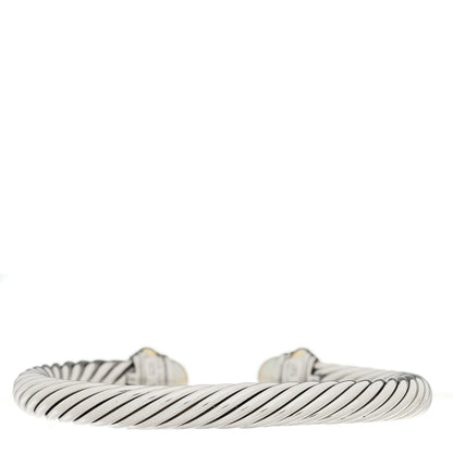 David Yurman Sterling Silver 14K Yellow Gold Pearl 7mm Cable Classics Bracelet 2 of 3