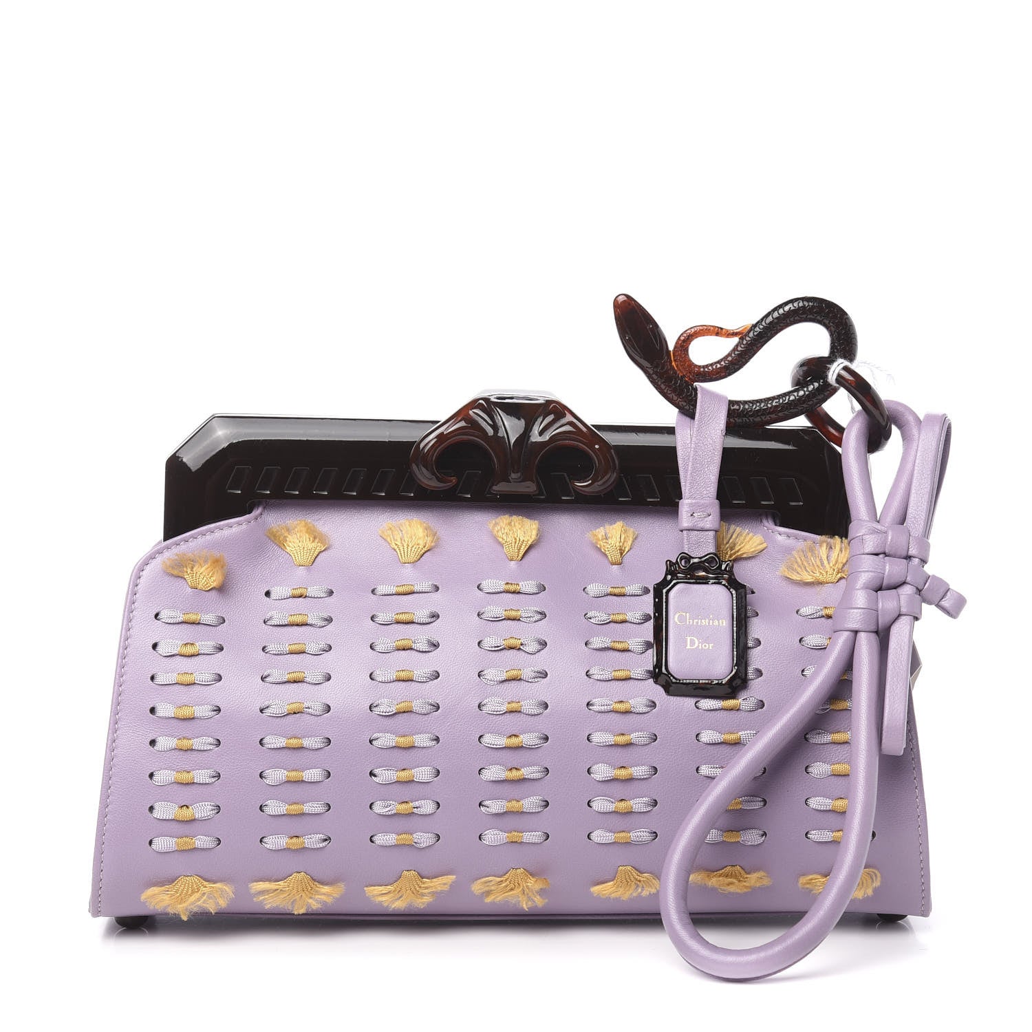 Christian Dior Lambskin Threaded Frame Clutch Violet Clair 1 of 11