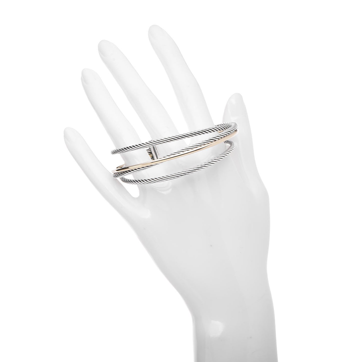 Sterling Silver 18K Yellow Gold 18mm Three Row Crossover Cuff